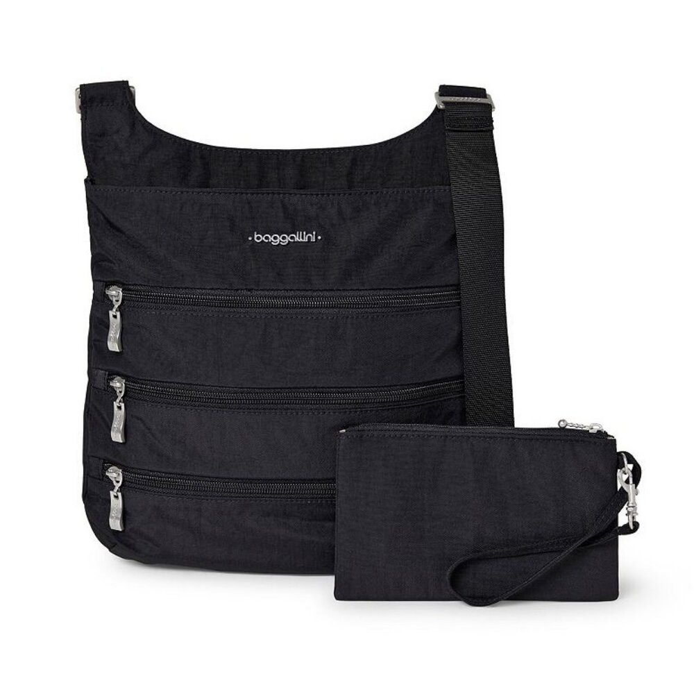 Baggallini Women's Big Zipper Crossbody Bag with RFID Wristlet Black New with Ta - Picture 4 of 8